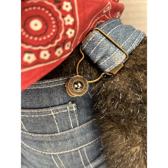 VTG Build A Bear Cub Med Size 19" Brown Plush Overalls Bandana NO BAB 0n Paws - Picture 6 of 9